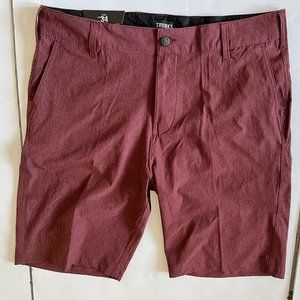 Trunks Multifunctional Shorts Burgundy Stretch Flat Front Sz 34 in NWT